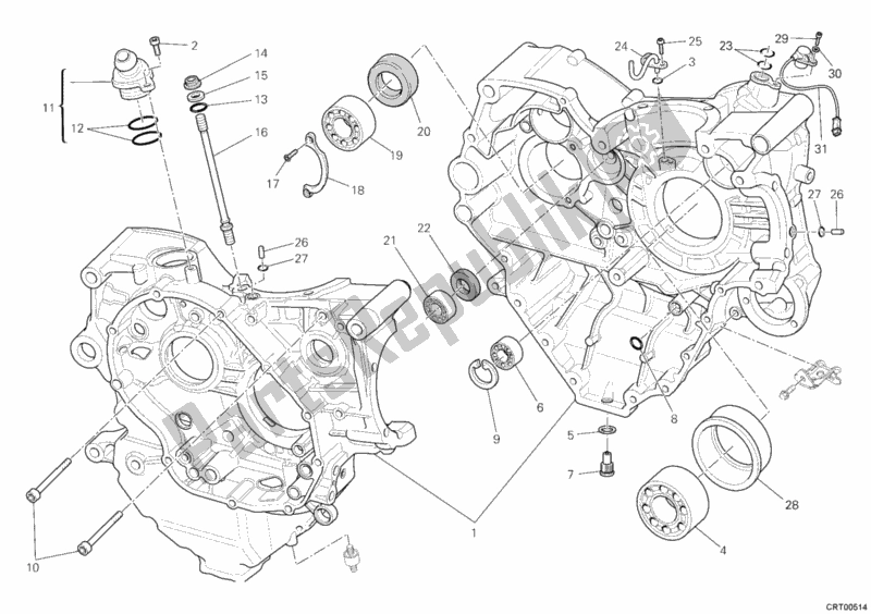 All parts for the Crankcase of the Ducati Multistrada 1200 USA 2012